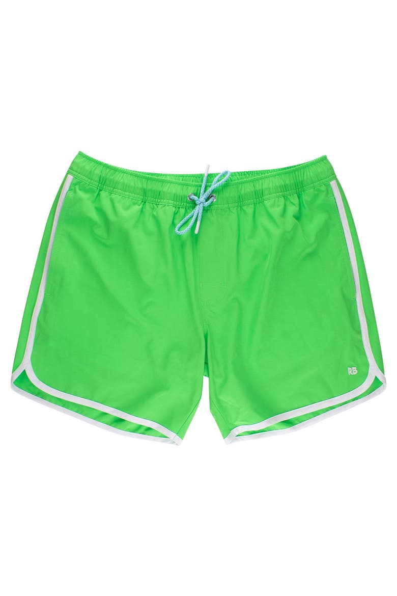 Upf50+ Sun Protected Men's Stretch Dolphin Hem Swim Trunks, Main, color, Neon Lime