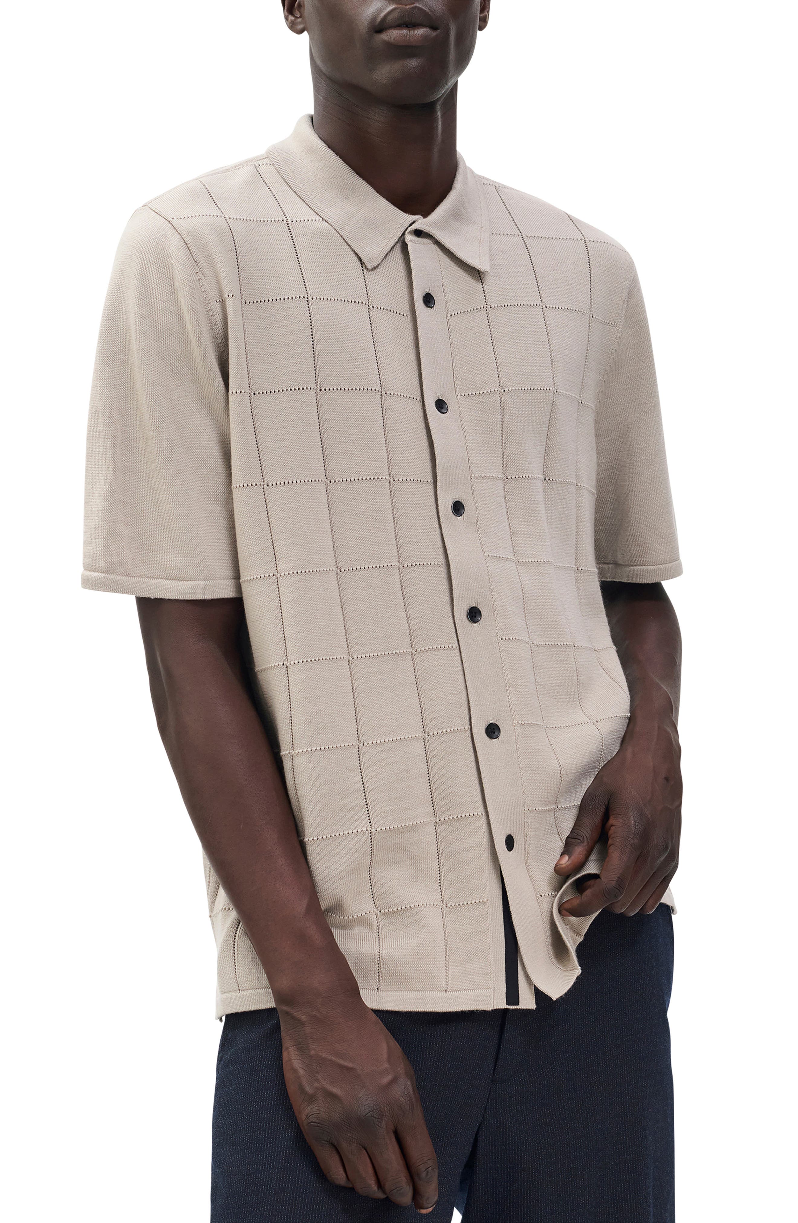 Dalton Wool Blend Short Sleeve Knit Button-Up Shirt - image 3