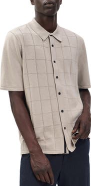 rag & bone Dalton Wool Blend Short Sleeve Knit Button-Up Shirt