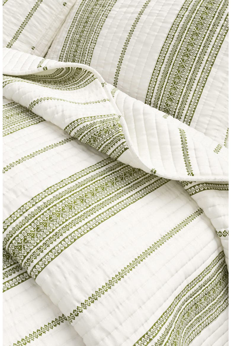 Farmhouse Stripe Quilt Set, Alternate, color, WHITE / GREEN