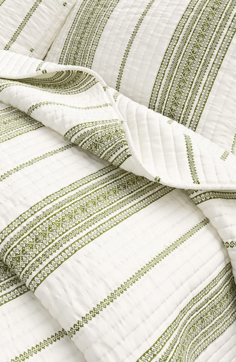 Woven & Weft Farmhouse Stripe Quilt Set, Alternate, color, White / Green