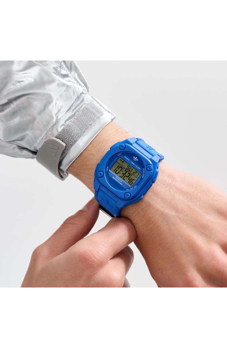 adidas City Tech 4 Silicone Strap Watch, 42mm, Alternate, color, Blue