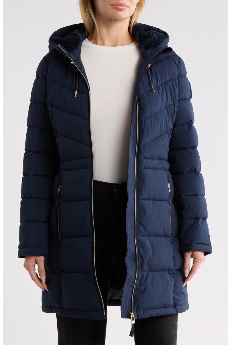 Three-Quarter Puffer Coat, Alternate, color, DARK NAVY
