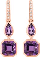 EFFY 14K Rose Gold Diamond,Amethyst Earrings