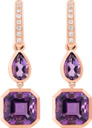 EFFY 14K Rose Gold Diamond,Amethyst Earrings