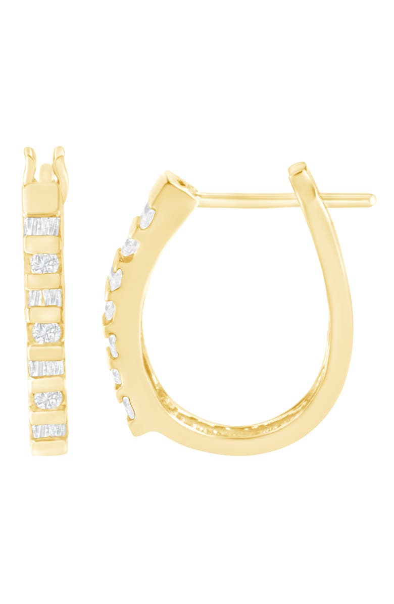 Haus of Brilliance 10K Yellow Gold Diamond Oblong Hinged Leverback Hoop Earrings, Alternate, color, Yellow