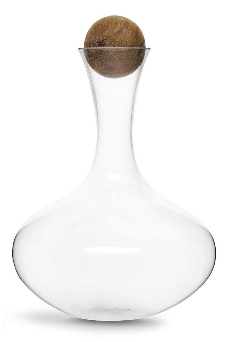 Wine Carafe with Oak Stopper, Main, color, CLEAR
