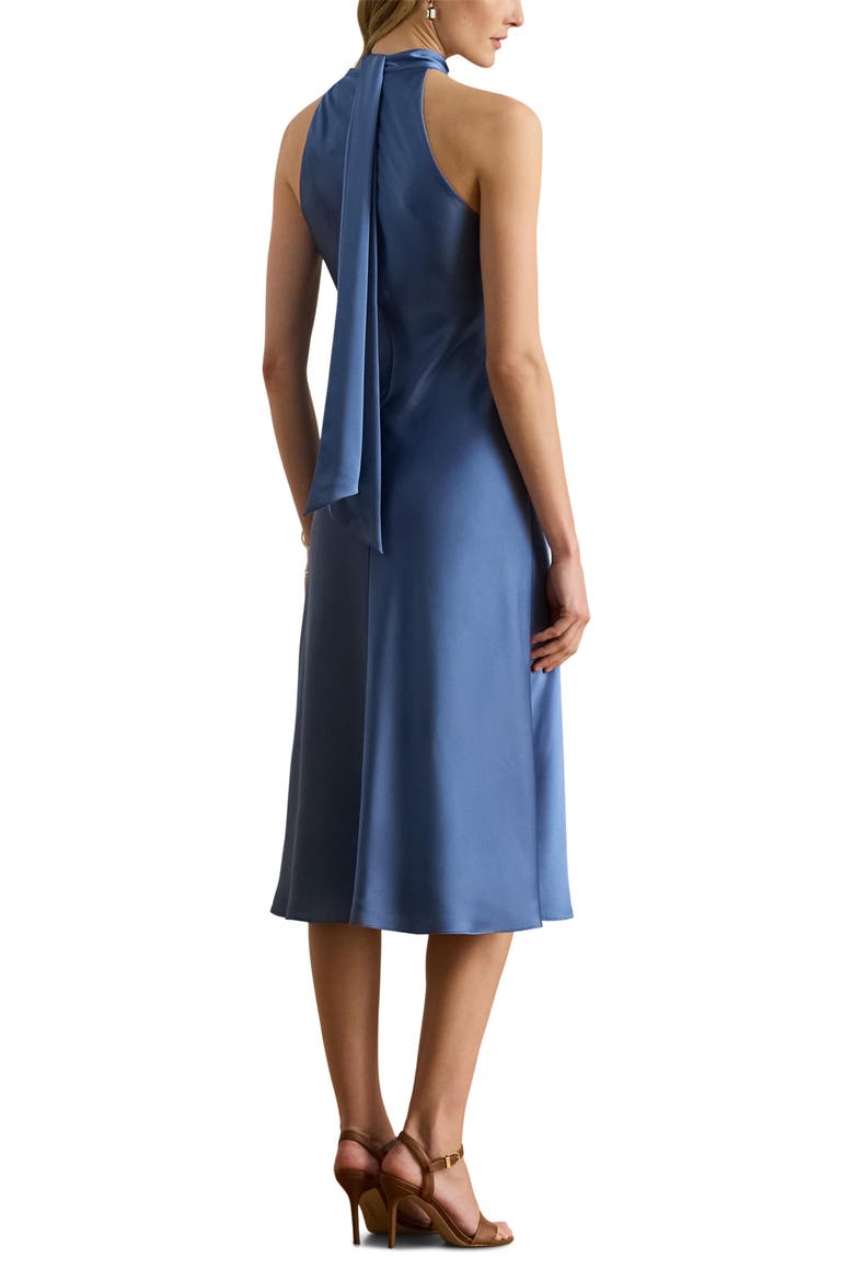 Hammered Satin Cocktail Dress, Alternate, color, CARSON BLUE