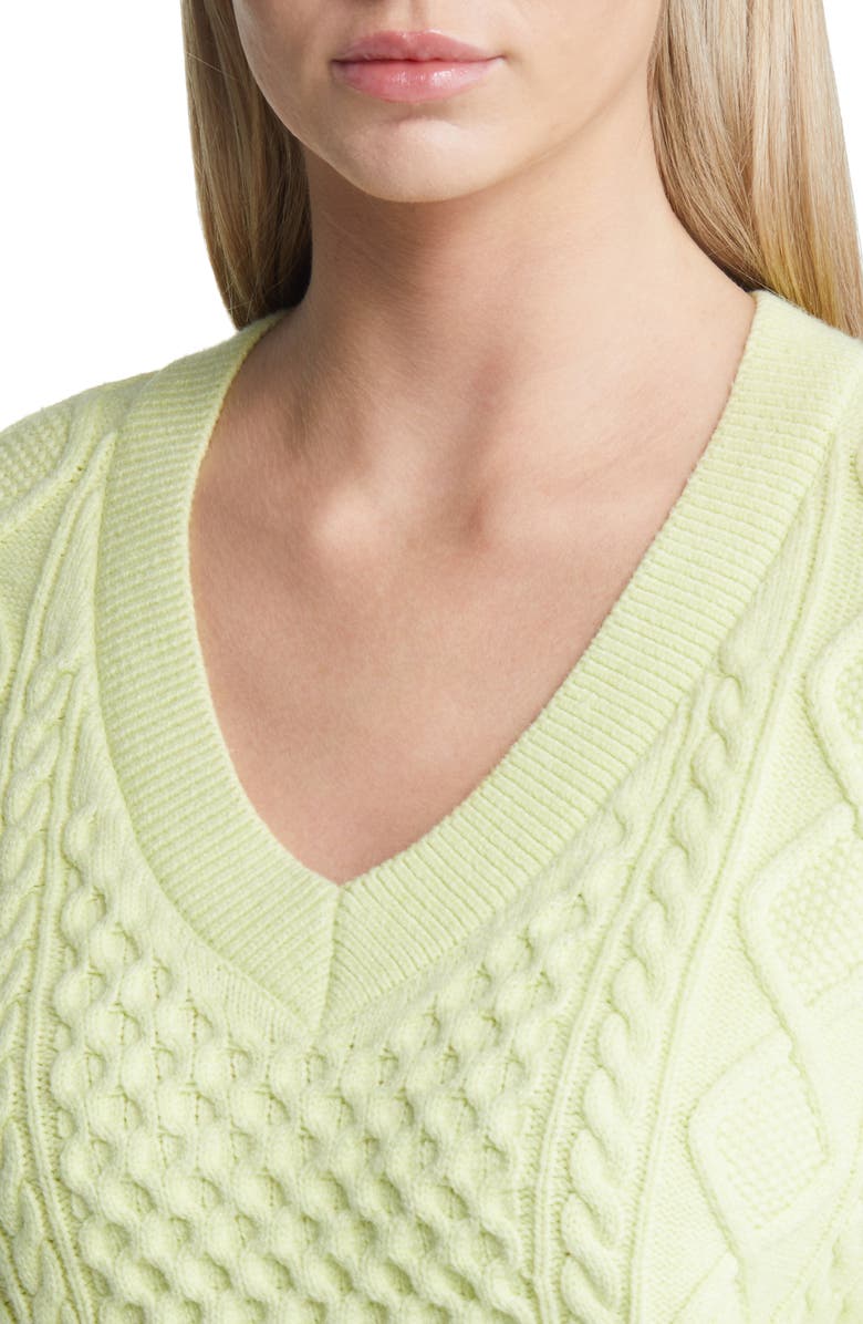 Open Edit Cable Stitch Cotton Blend Sweater, Alternate, color,