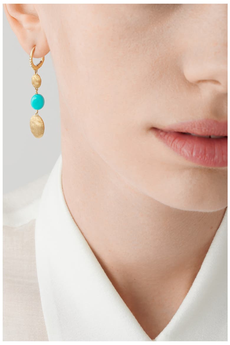 Siviglia Bead & Turquoise Drop Earrings, Alternate, color, GOLD