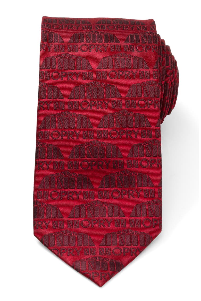 Grand Ole Opry Auditorium Jacquard Silk Blend Neck Tie, Main, color, RED