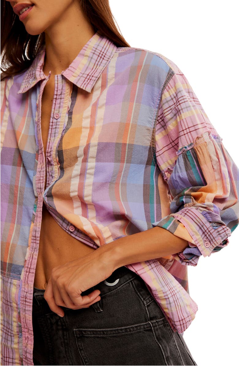 Free People Madras Dreams Button-Up Shirt, Alternate, color,