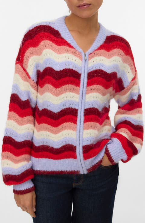Doja Stripe Zip Front Cardigan