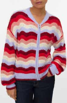 VERO MODA Doja Stripe Zip Front Cardigan