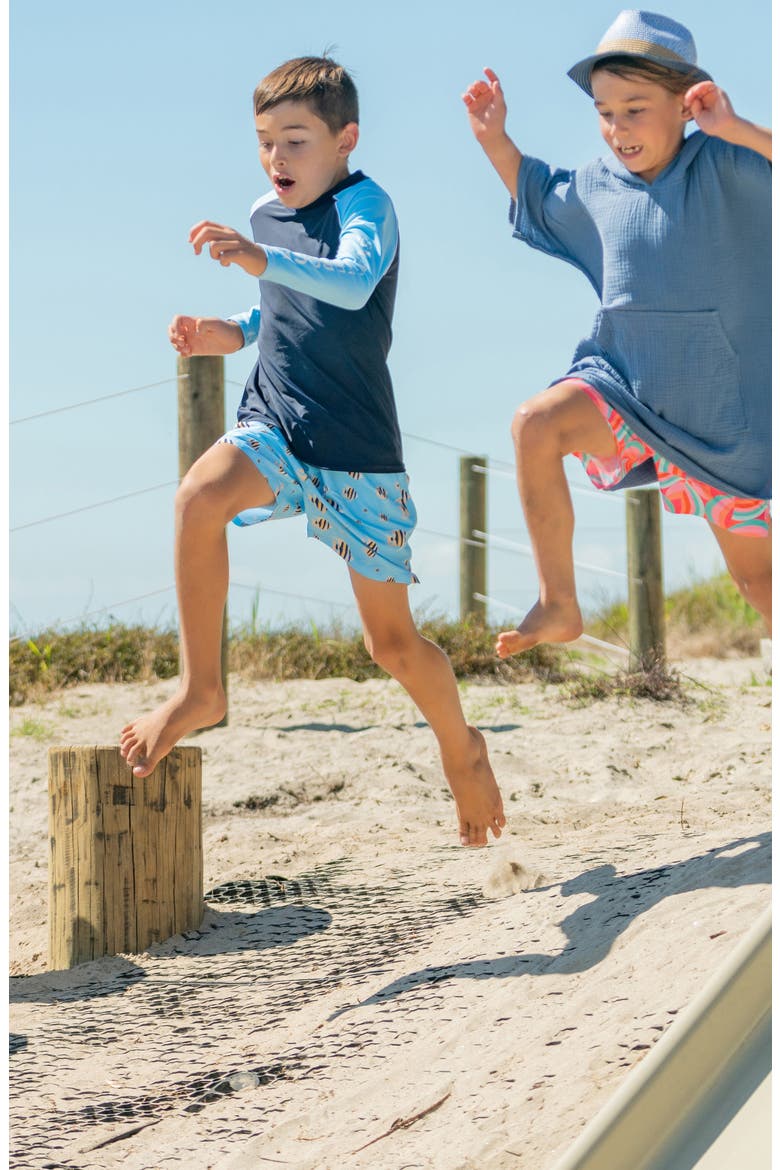 Kids' Colorblock Long Sleeve Rashguard Top, Alternate, color, BLUE