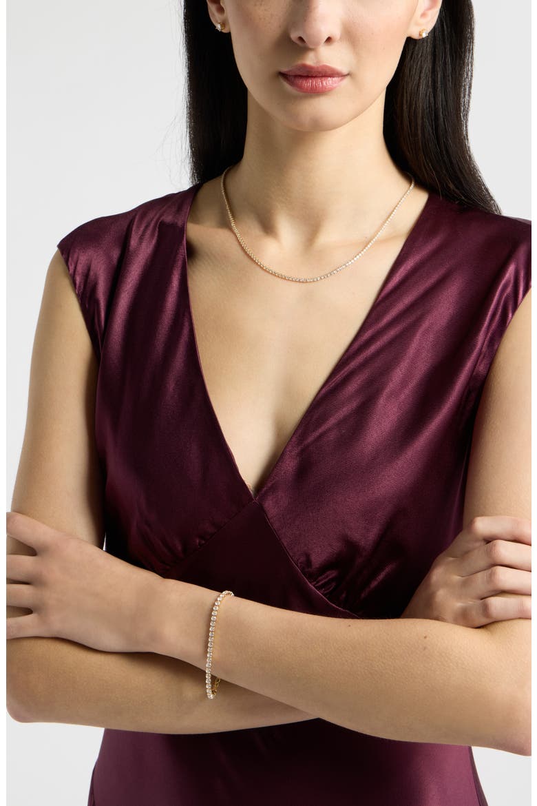 Cubic Zirconia Tennis Necklace, Bracelet & Earring Set, Alternate, color, CLEAR- GOLD