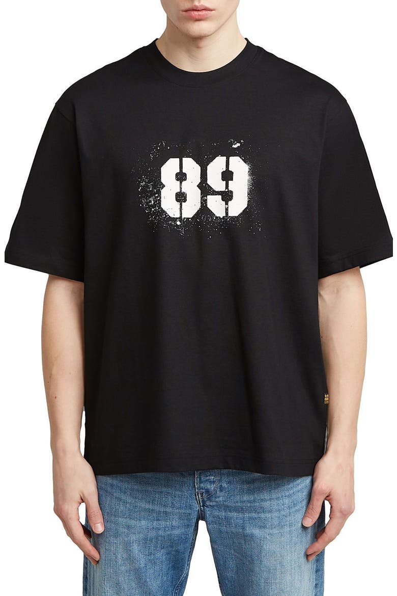 Sprayed 89 Boxy Organic Cotton Graphic T-Shirt, Main, color, DARK BLACK
