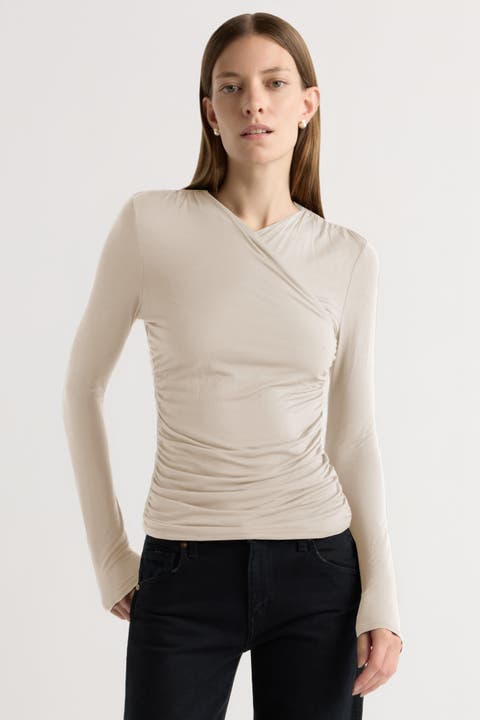 Lilou Wrap-Neck Long-Sleeve Tee