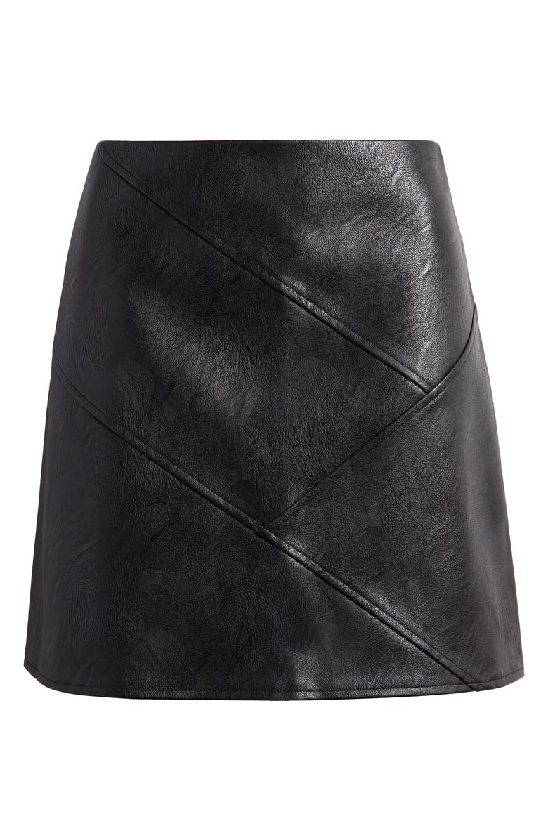 Topshop Diagonal Panel Faux Leather Miniskirt, Main, color, 