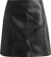 Topshop Diagonal Panel Faux Leather Miniskirt