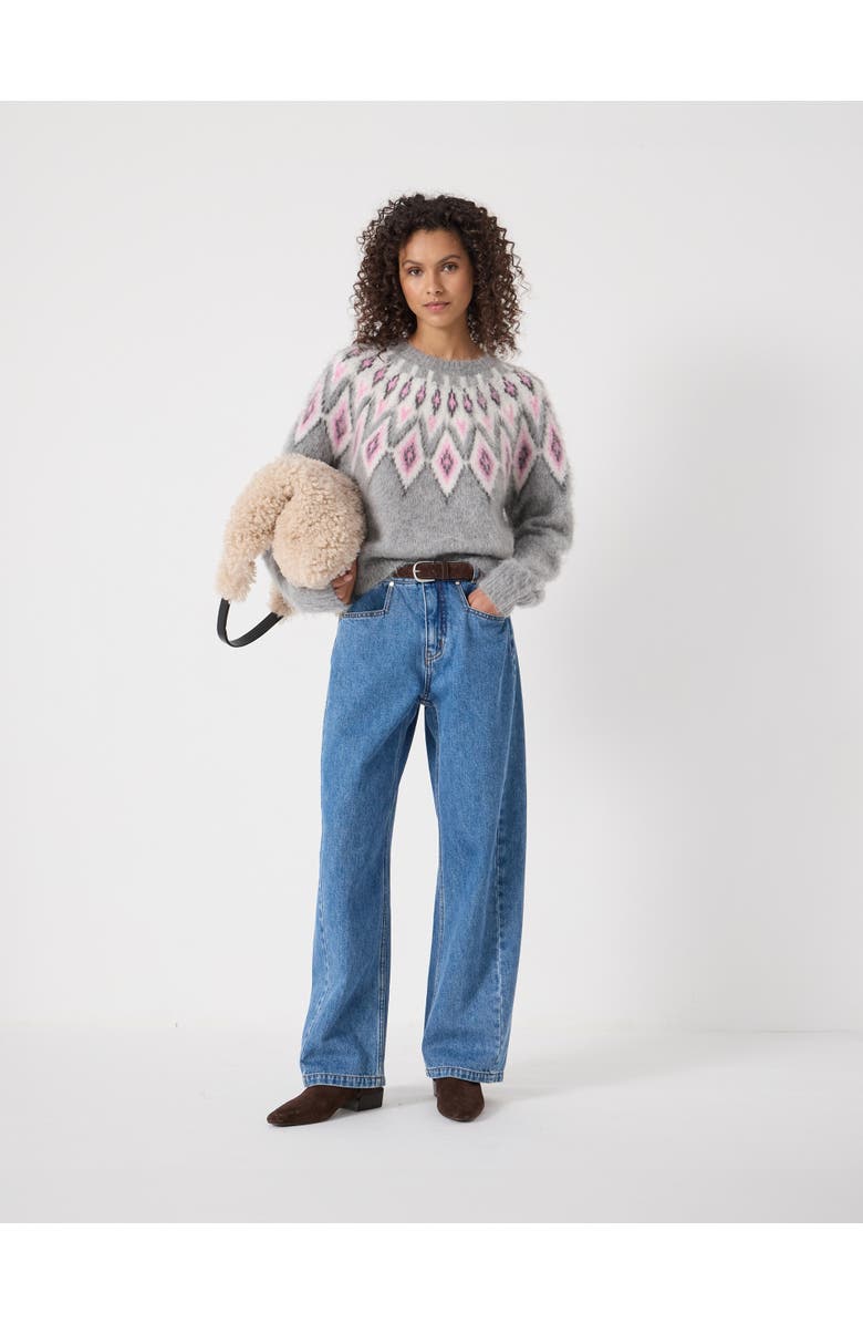 Hush Brushed Fair Isle Mohair Blend Sweater, Alternate, color, Light Grey Marl