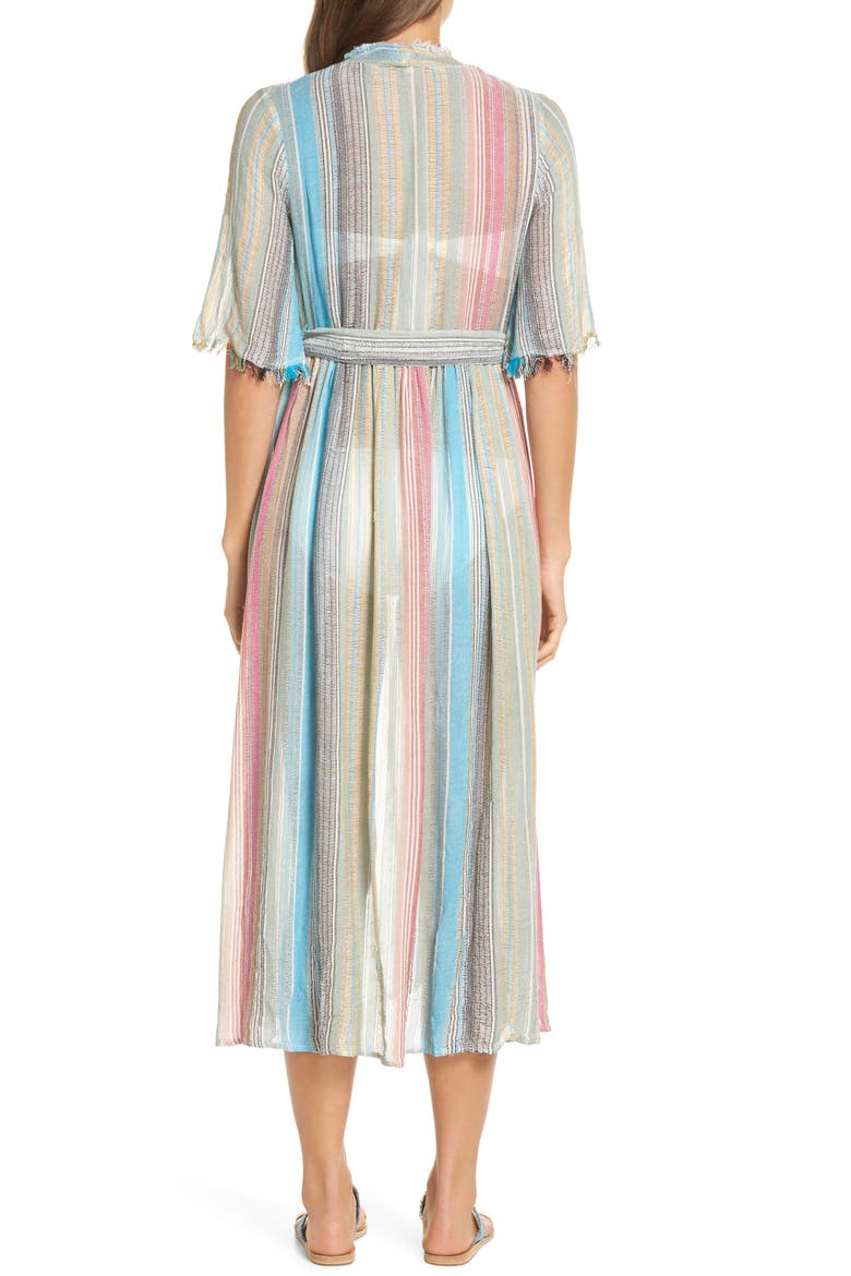Tie Front Cover-Up Dress, Alternate, color, MULTI STRIPE