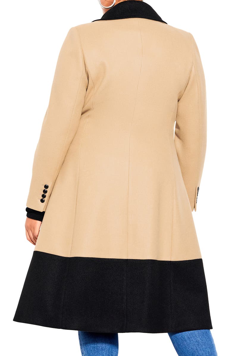 City Chic Arabella Colorblock Longline Coat, Alternate, color,