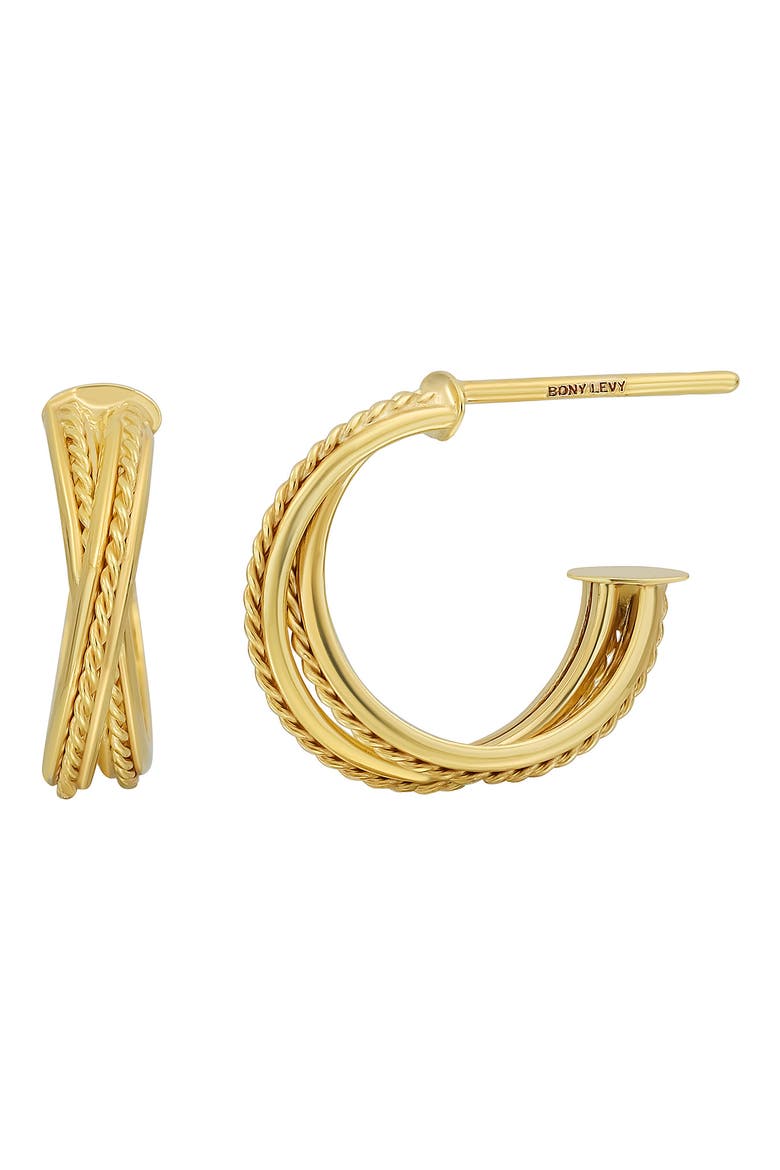 14K Gold Twisted Textured Hoop Earrings (Nordstrom Exclusive), Main, color, 14K YELLOW GOLD
