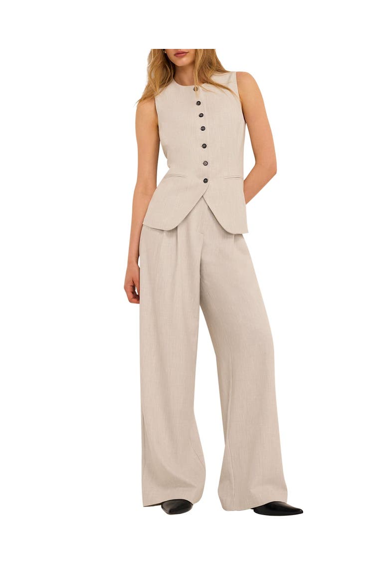 Tailored Waistcoat Sleeveless Button Down Top, Main, color, Grey