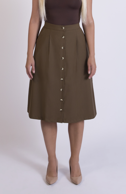 Aam The Label The Wool Midi Skirt In Green