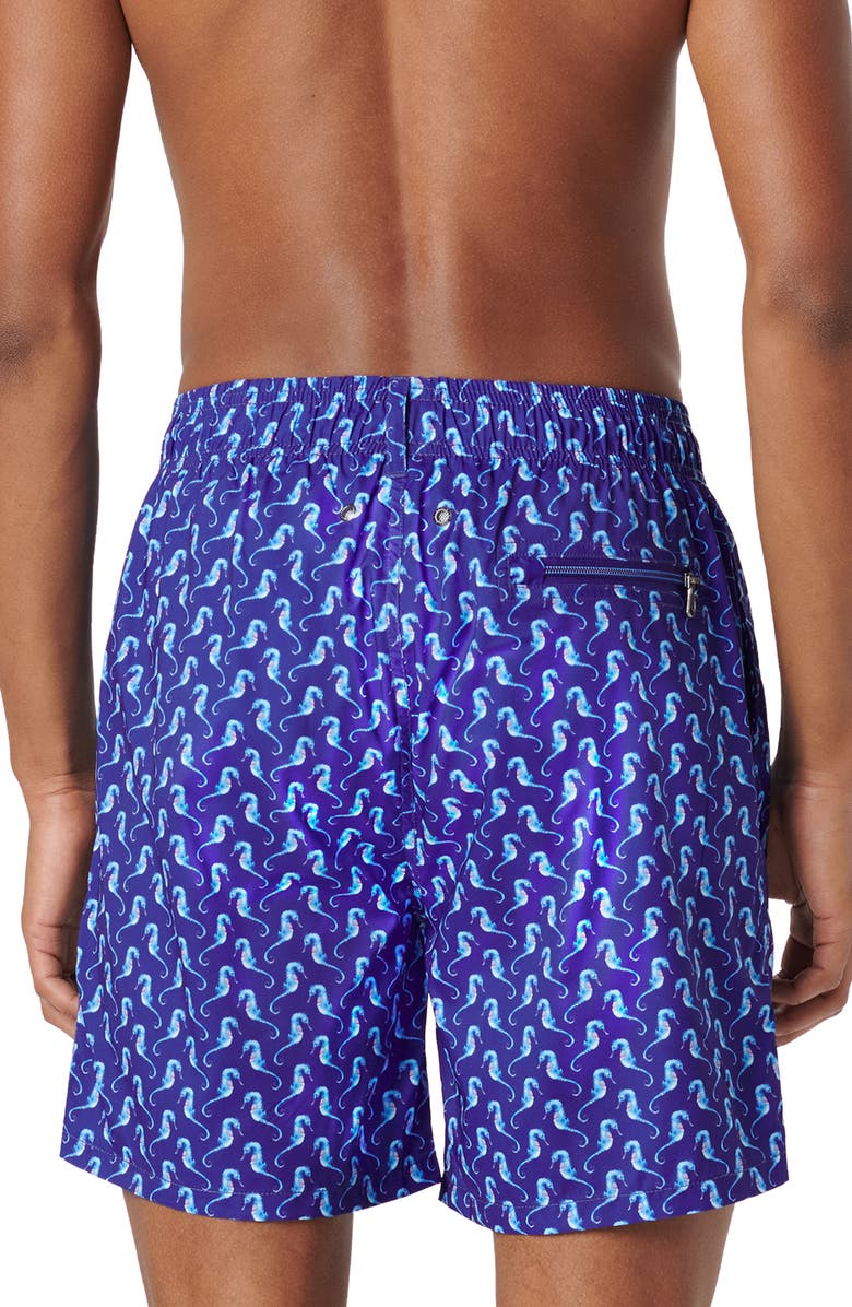 Bugatchi Print Swim Trunks, Alternate, color, Night Blue