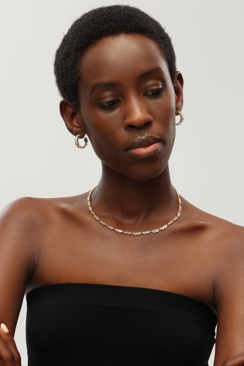 Classicharms T Shape Zirconia Tennis Choker Necklace In Gold