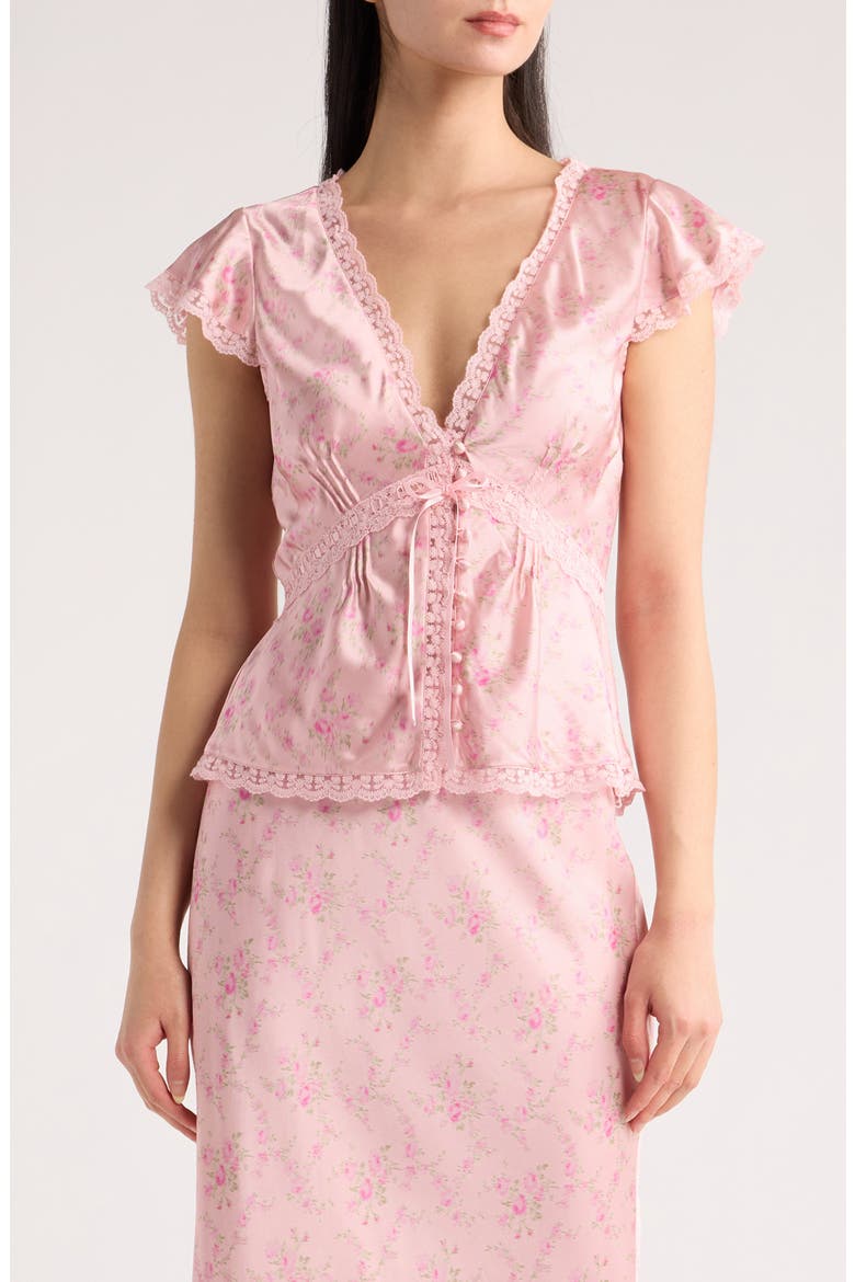 Amara Lace Trim Silk Blend Top, Main, color, SPICED CAMELLIA