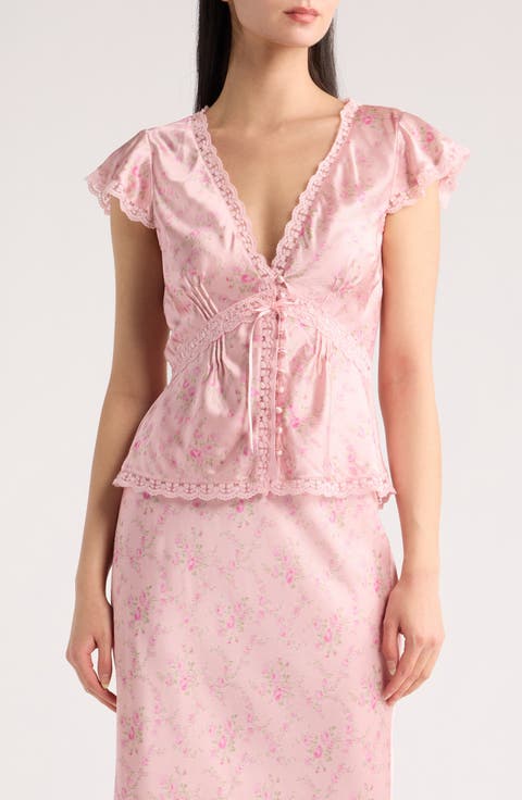 Amara Lace Trim Silk Blend Top