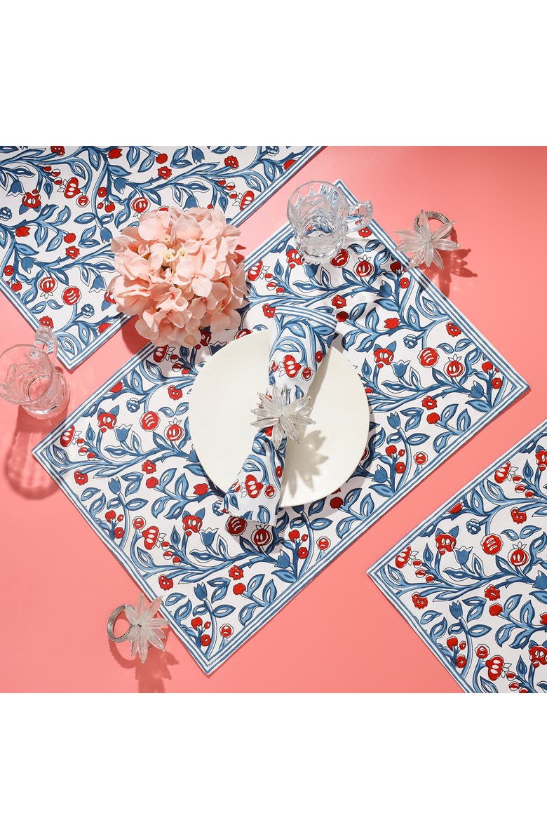 Tiramisu Set of 4 Cotton Placemats, Alternate, color, Blue/ Red