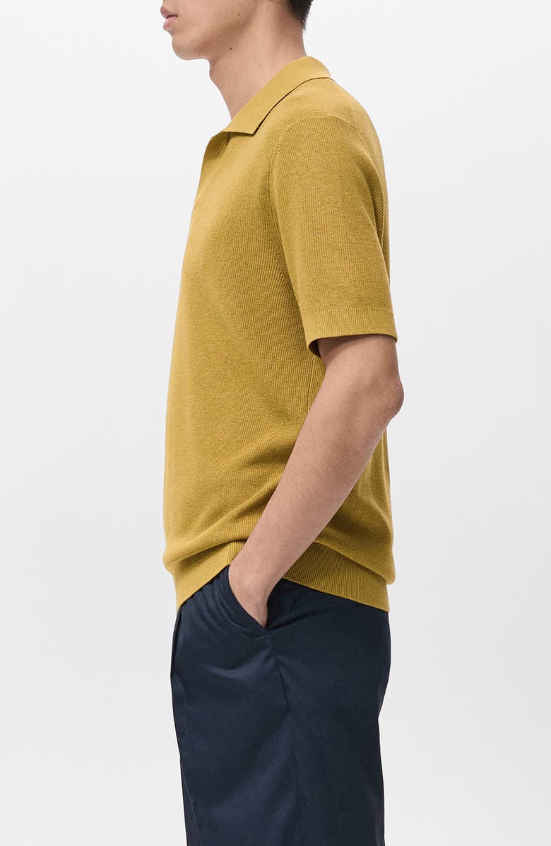 MANGO Structured Knit Polo, Alternate, color, Curry