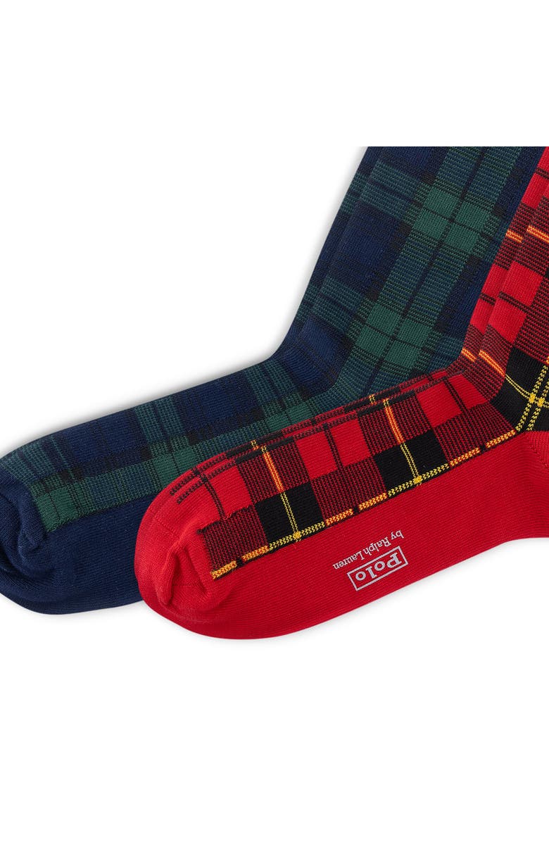Polo Ralph Lauren Assorted 2-Pack Tartan Crew Socks, Alternate, color, Red