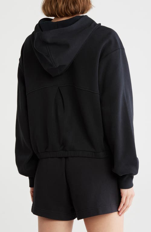 Z By Zella Feather Fleece Cinch Hem Pullover Hoodie In Black