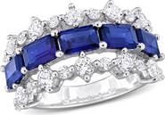DELMAR Sterling Silver Lab Created Blue Sapphire & Lab Created White Sapphire Ring