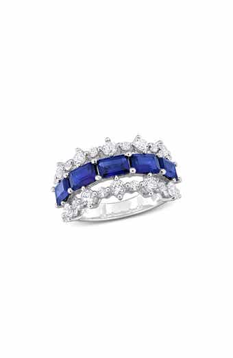 Sterling Silver Lab Created Blue Sapphire & Lab Created White Sapphire Ring
