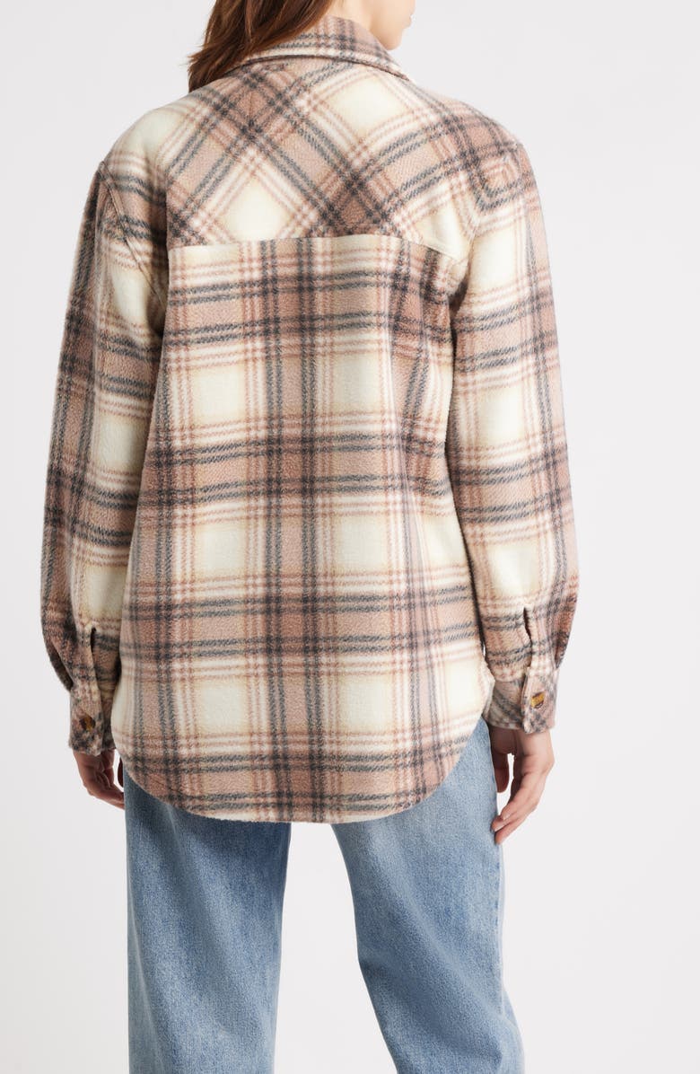 Thread & Supply Plaid Polar Fleece Shacket, Alternate, color, Beige Brownie Combo
