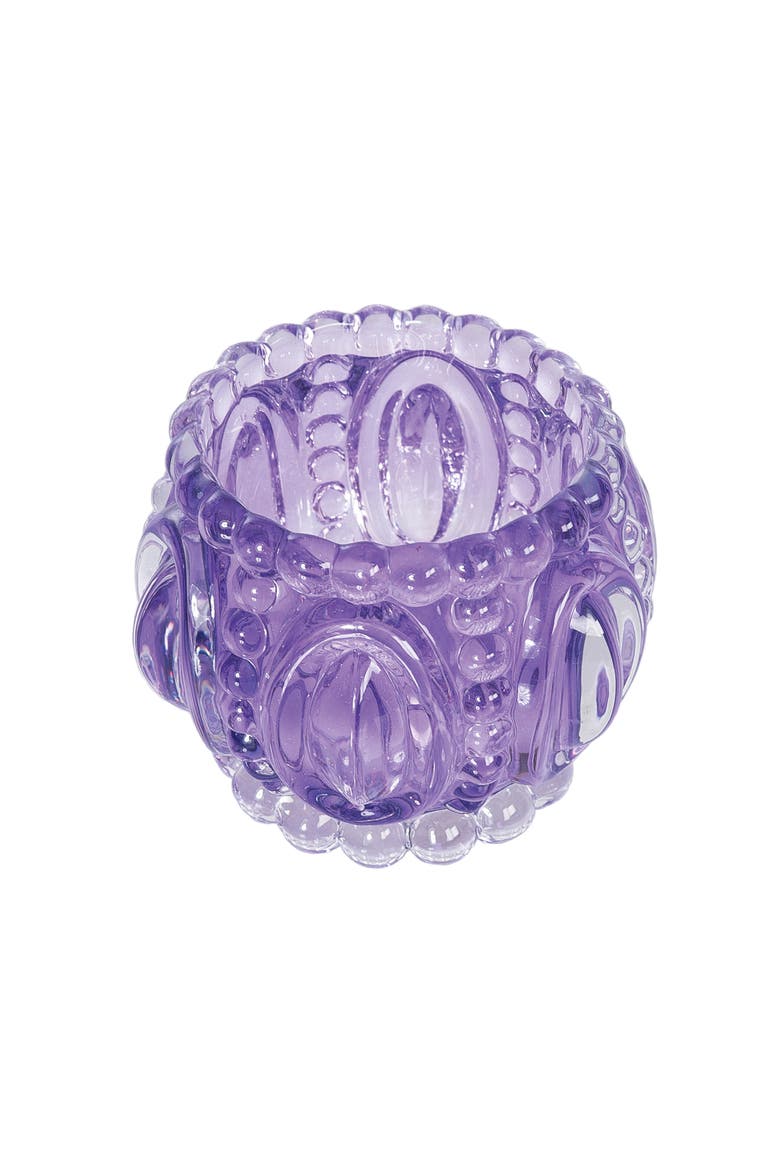 Lavender 100% Glass Geometric Abstract Votive Candle Holder 3.62", Alternate, color, Purple