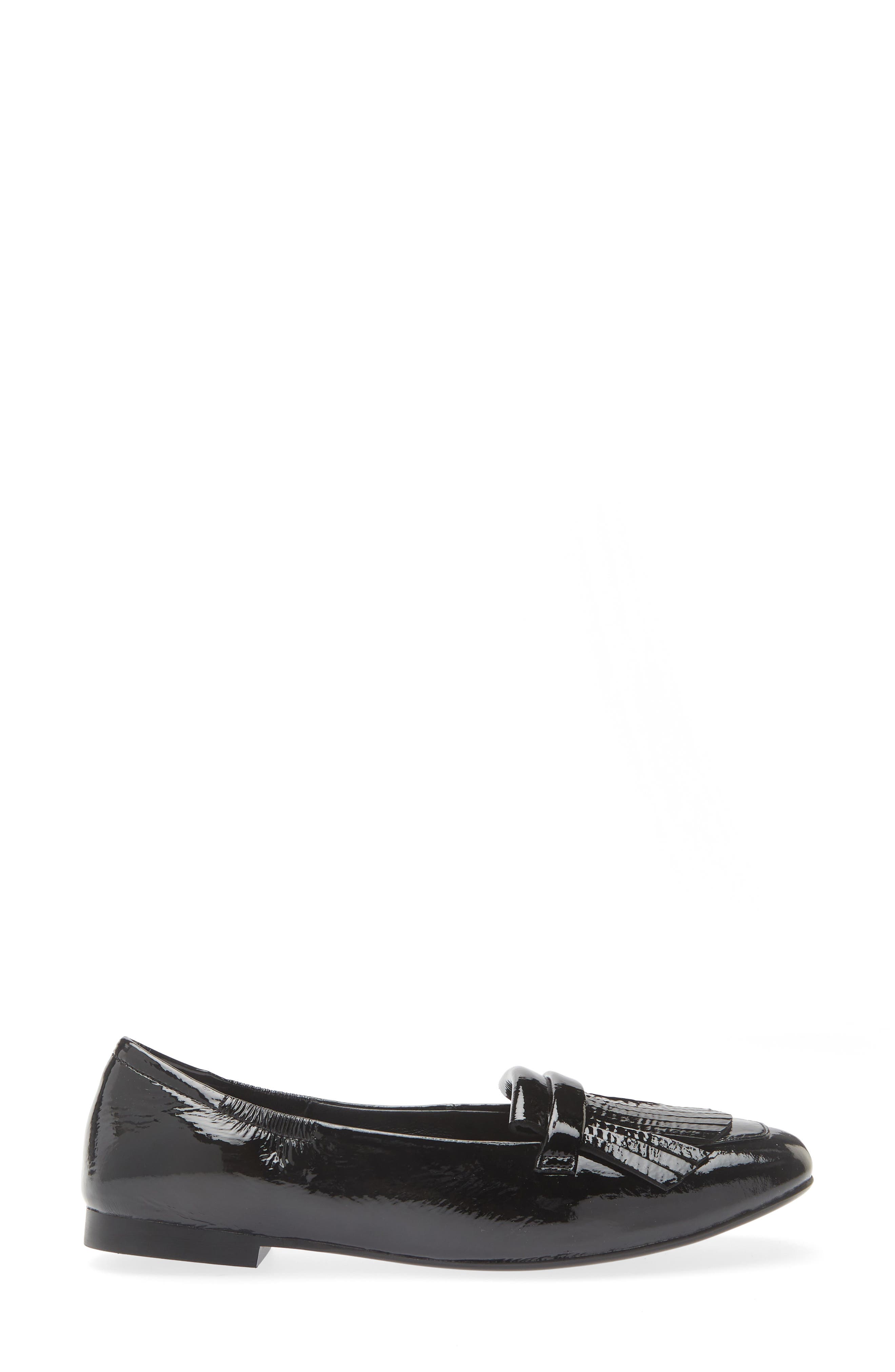 Cordani Mistie Fringe Trim Loafer, Alternate, color, Black Patent