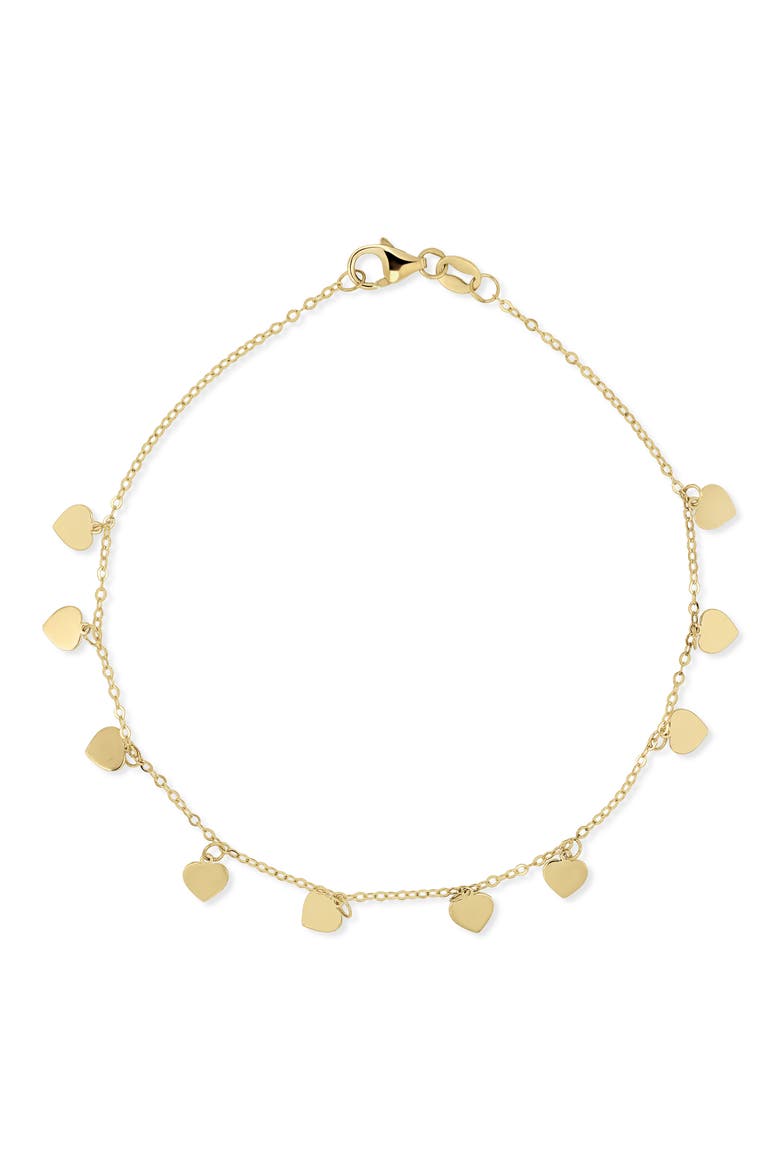 14K Gold Fringe Heart Chain Bracelet, Main, color, 14K YELLOW GOLD