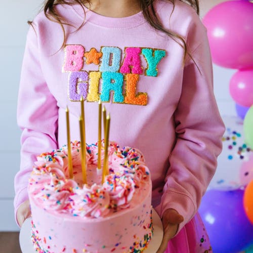 Sweet Wink Girls' Birthday Patch Sweatshirt - Little Kid, Big Kid In Pink