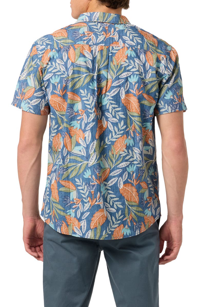 O'Neill Terrace Print Short Sleeve Button-Up Shirt, Alternate, color, Midnight Navy