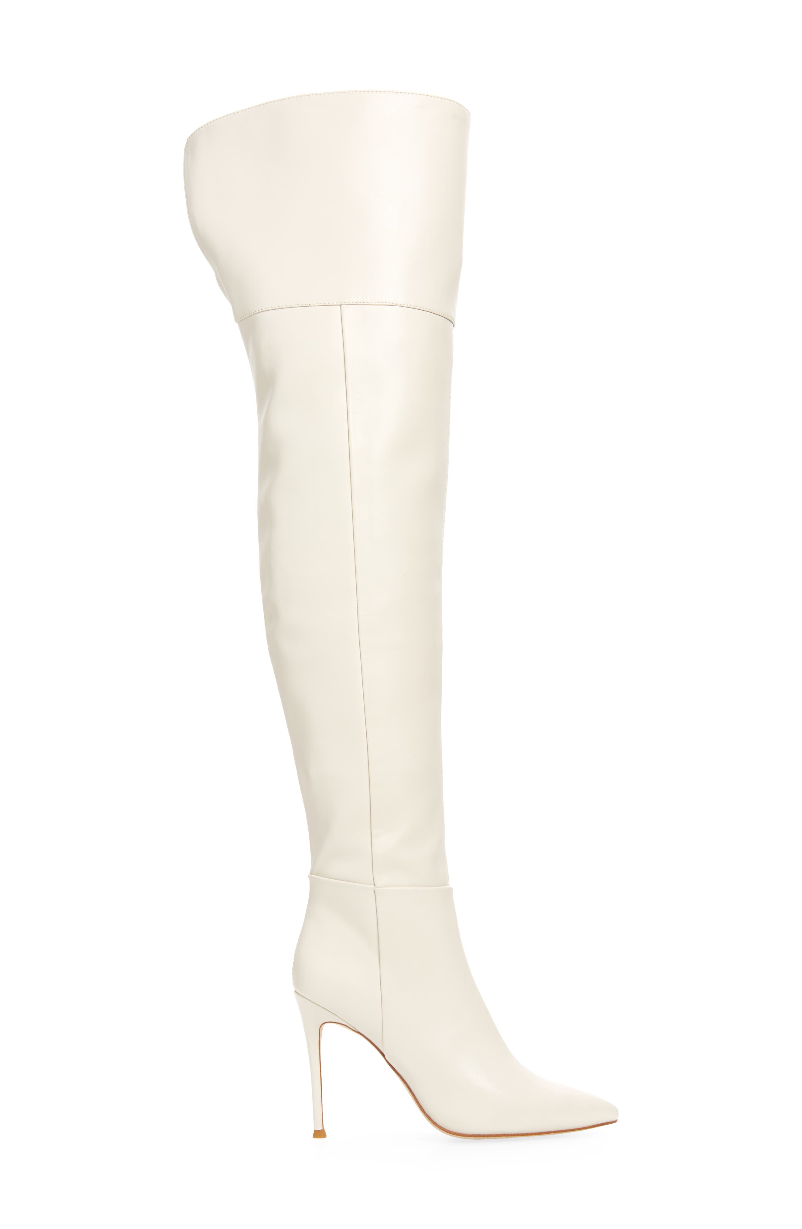 Pillar Pointed Toe Over the Knee Boot, Alternate, color, IVORY