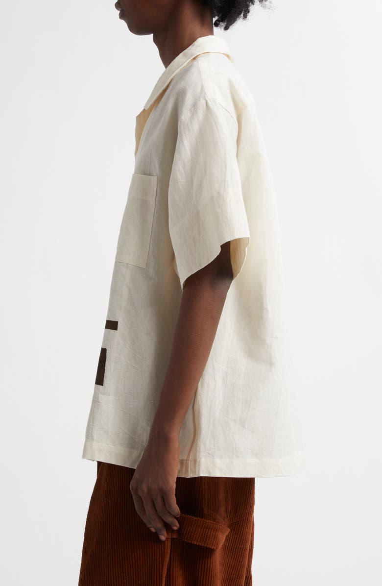 Story mfg. Greetings Cotton & Linen Button-Up Shirt, Alternate, color, 