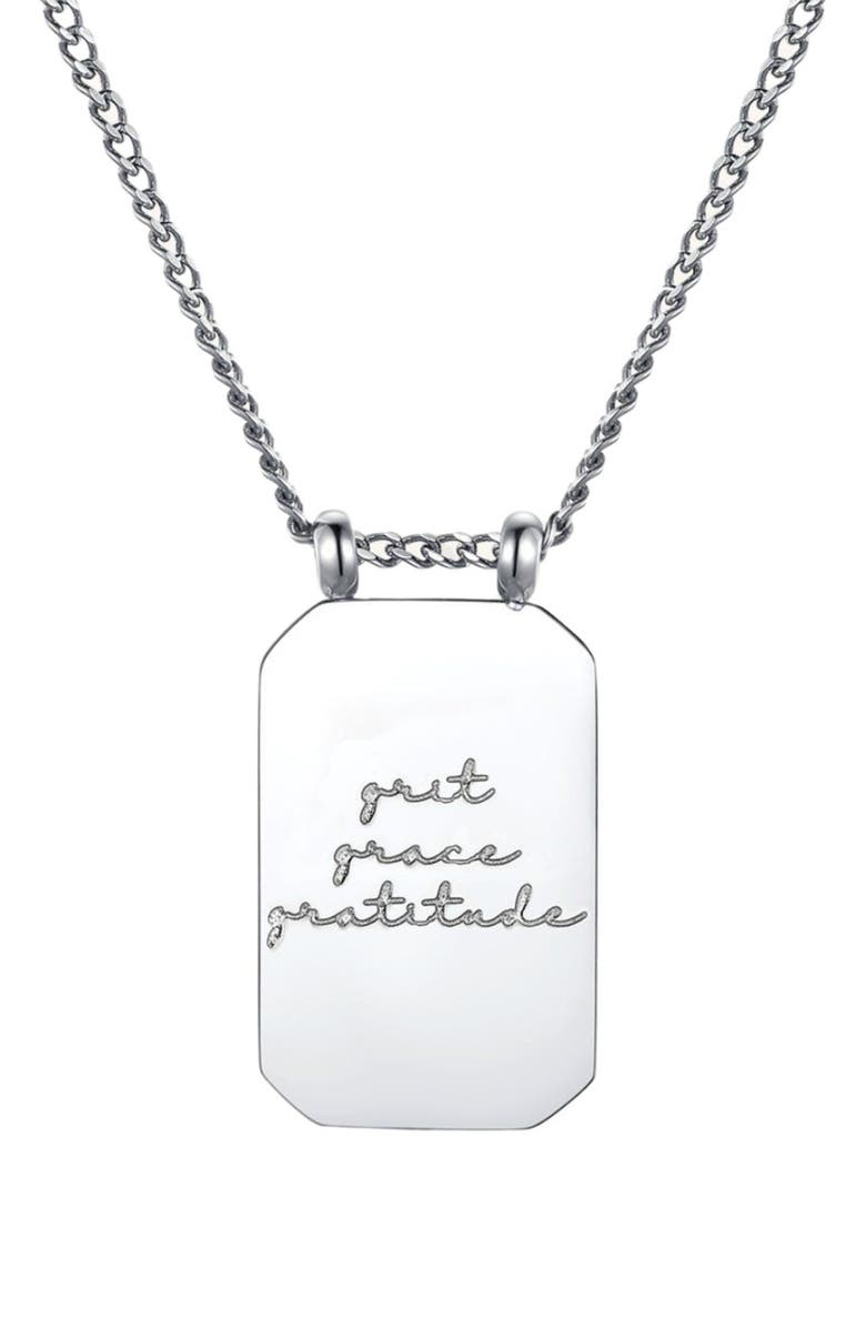 Mantra Grit Grace Gratitude - Necklace, Main, color, Silver
