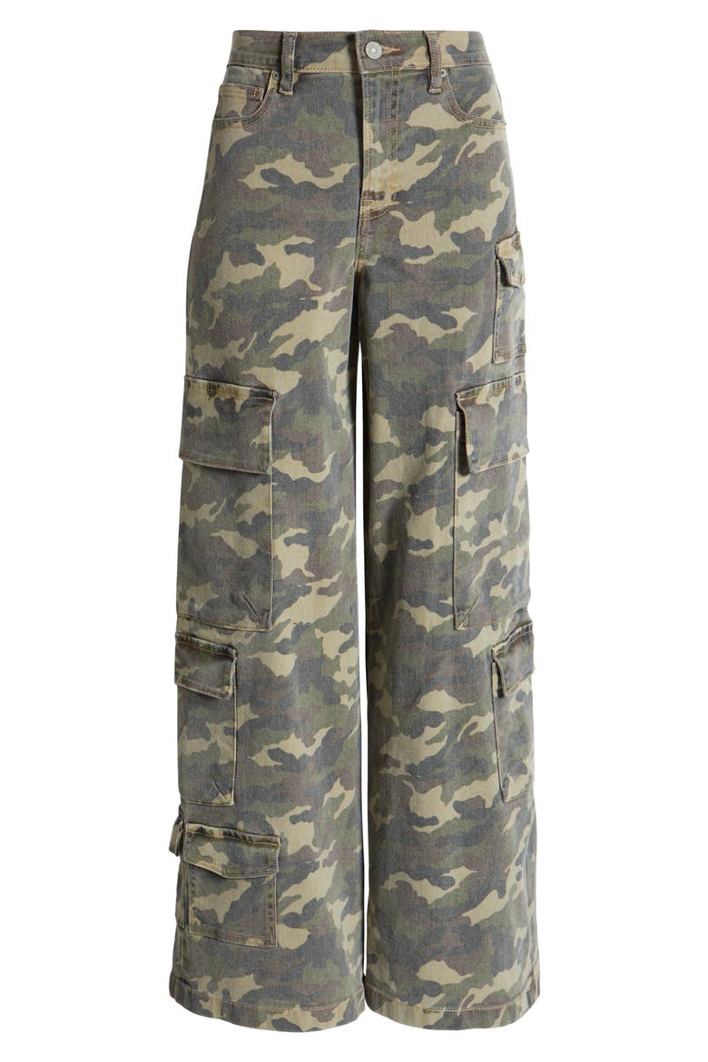 Camo Wide Leg Cargo Pants, Alternate, color, OLIVE